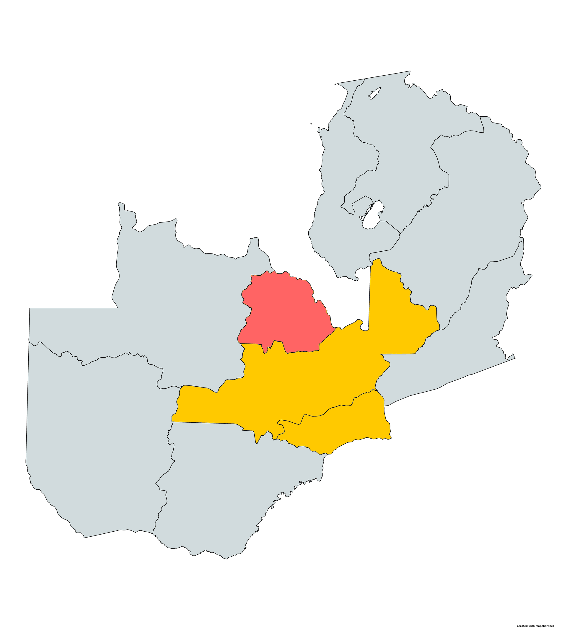 Zambia provinces implementation map