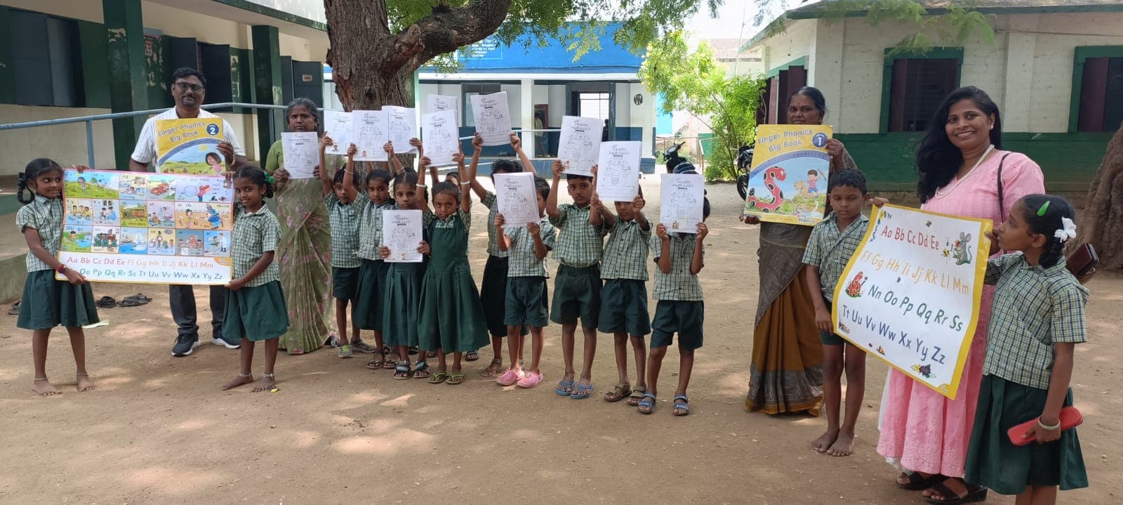 Picture with Jolly Phonics Essential Kit along with children in Coimbatore, Tamil Nadu