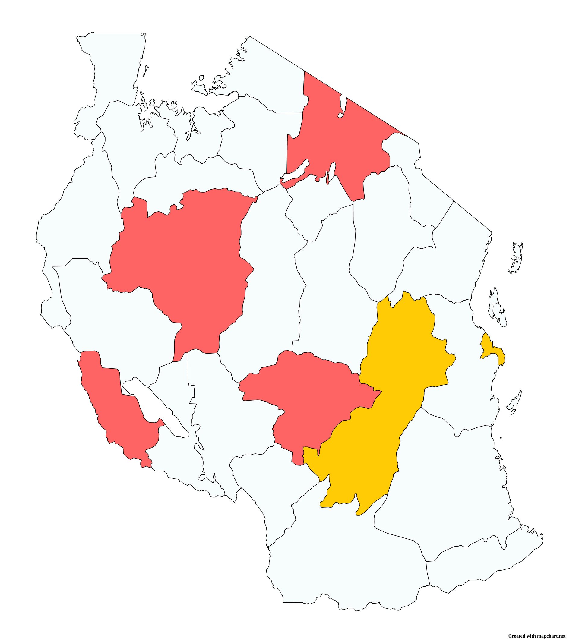 Tanzania regions implementation map